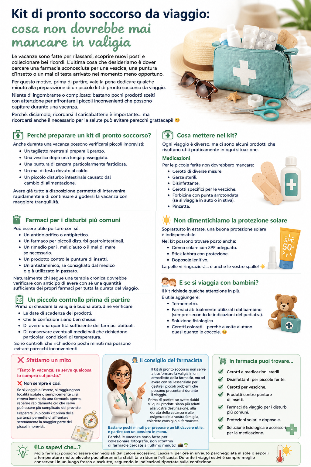 Kit di pronto soccorso da viaggio: cosa non dovrebbe mai mancare in valigia
